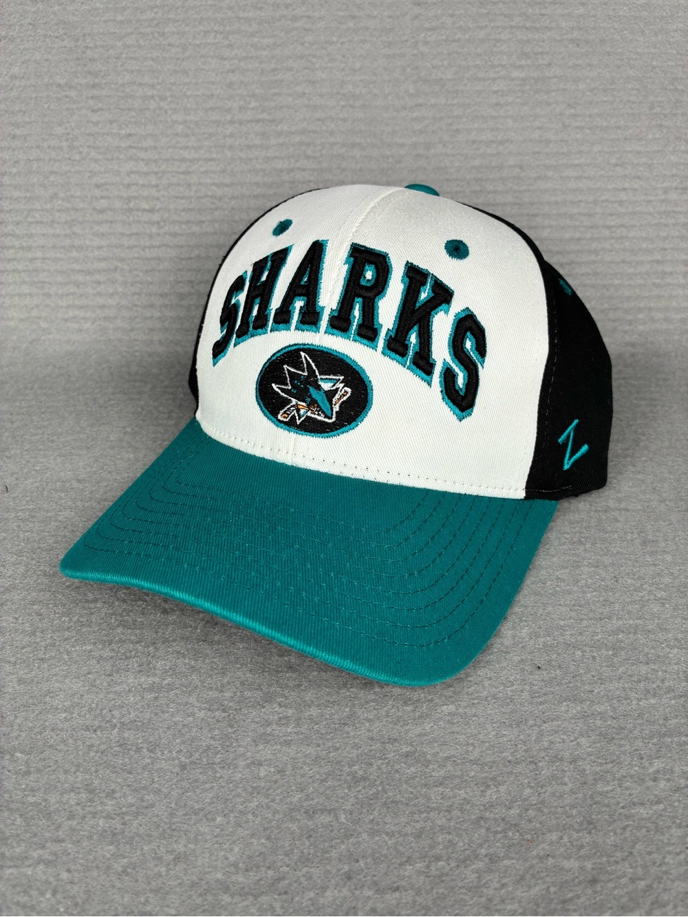 VTG Zephyr San Jose Sharks NHL Hockey Teal & Black Snapback Cap